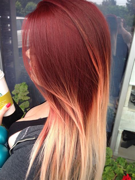 Red And Blonde Ombré Ombre Hair Blonde Hair Styles Red Blonde Hair