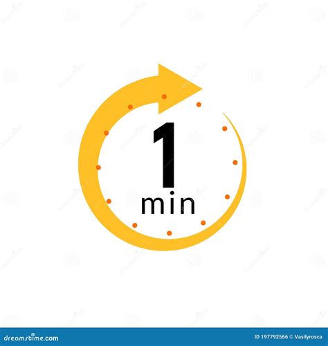 1 Minutes Clock Quick Number Icon 1min Time Circle Icon Stock Vector