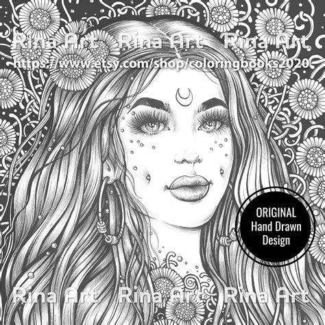 moon daisies coloring page printable adult colouring pages etsy my xxx hot girl
