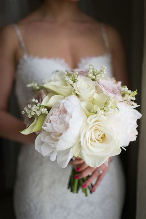 Simple Bouquet With Peonies Roses And Calla Lilies Lily Of The