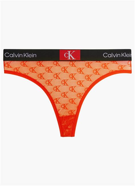 Monogrammed Thong Red Calvin Klein Underwear Women Place Des Tendances