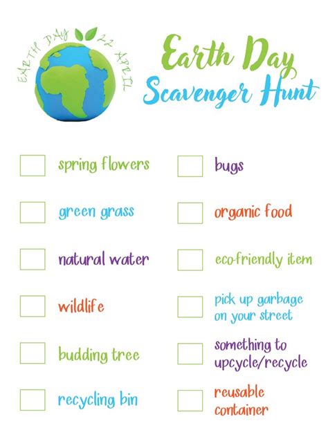 Earth Day Scavenger Hunt | Earth day, Earth day activities, Earth day