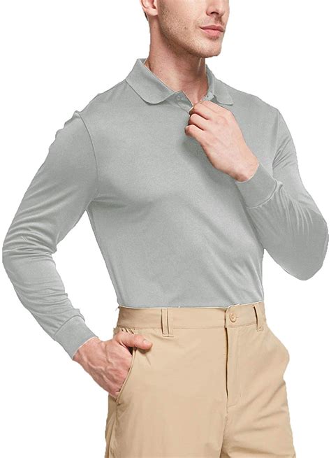 Baleaf Mens Upf 50 Sun Protection Golf Polo Shirt Long Sleeve Tennis