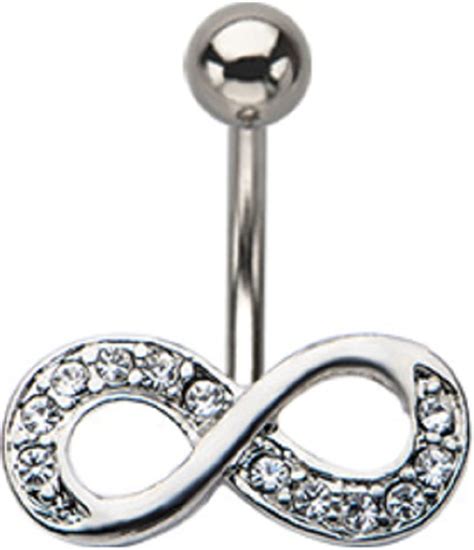 Amazon Com Navel Ring G S Navel With Fixed Gemmed Infinity Charm