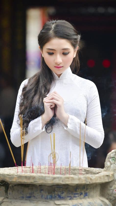 Beautiful Asian Beautiful Women Lovely Eyes Ao Dai Vietnam Long Dress Boobs Honey Face