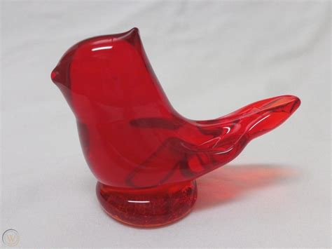 Titan Art Glass Cardinal Of Love Bird Figurine Signed W Ward 93 Label 1750218020 90s