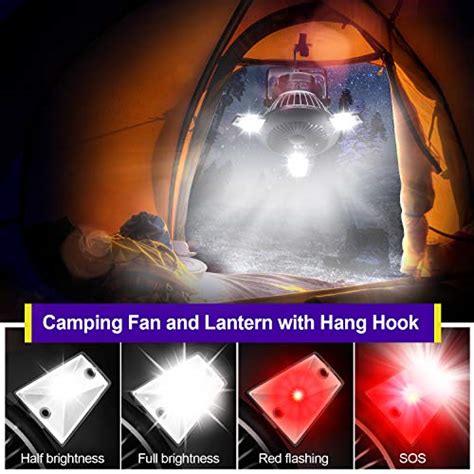 Misby Portable Led Camping Lantern With Ceiling Fan Outdoor Tent Fan