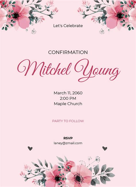 Confirmation Invitation Template Illustrator Word Apple Pages Psd Publisher