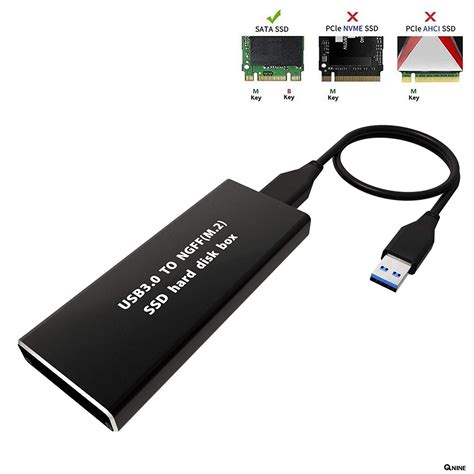 QNINE M 2 To USB Enclosure M2 SSD Adapter With Case Portable M 2 SSD