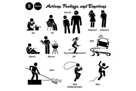 Stick Figure Human Action Verbs Feeling Emotions 2556594