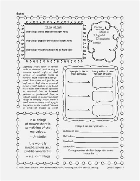 Adventures In Guided Journaling Printable Journal Pages Several FREE