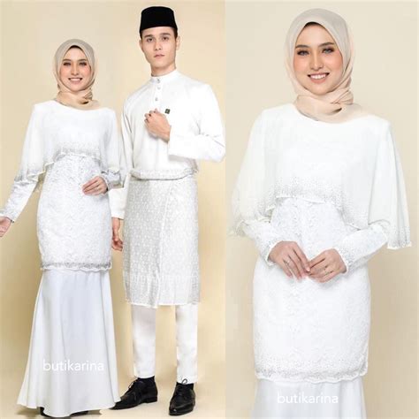 Baju Raya Warna Putih Baju Kurung White Nikah Dn Tunang Lazada