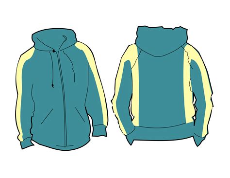 Zip Hoodie Drawing - Zip-up hoodie fashion flat sketch template png image