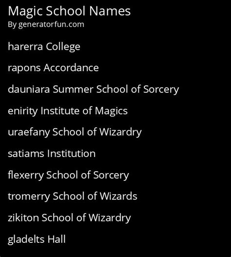 Magic School Name Generator Generate A Random Magic School Name In