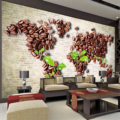 Follow the vibe and change your wallpaper every day! Coffee beans map Wall Mural Unique Design photo wallpaper ...