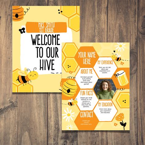 Meet The Teacher Honey Bee Printable Editable Template Etsy