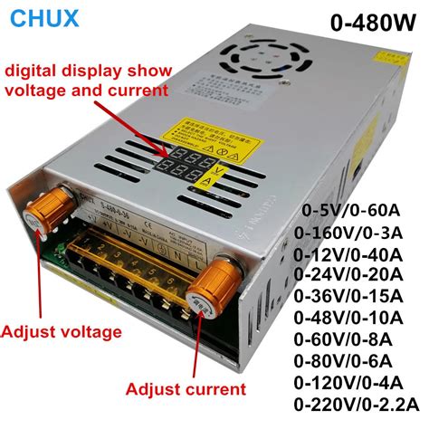 480w Digital Display Switching Power Supply 5v12v 24v 36v 48v 60v 160v