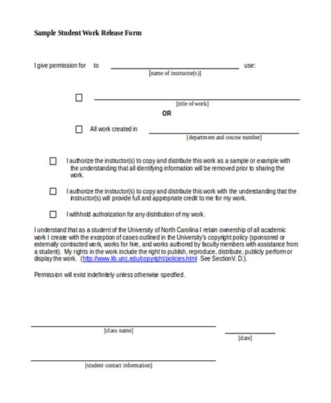 Free 10 Sample Work Release Forms In Pdf Ms Word
