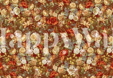 Retro Summer Floral Tapet Fototapet Renässans Happywall