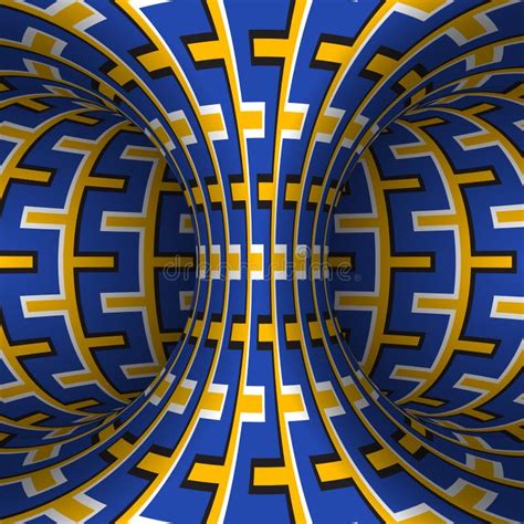 Moving Patterned Torus Of Blue Yellow Decorative Stripes Vector
