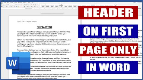 How To Display A Different First Page Header In Word