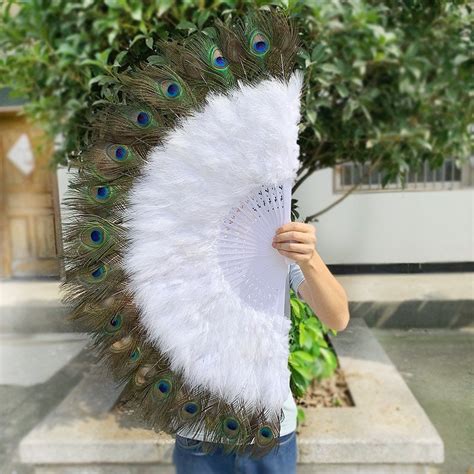 4022 Big Size Peacock Feather Hand Fans Wedding Bride Etsy Australia