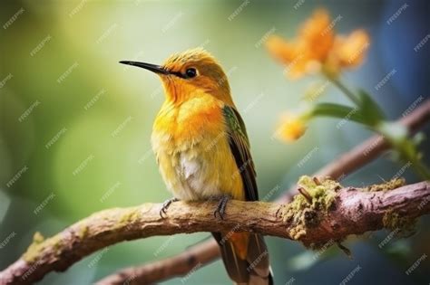 Premium Photo | A hummingbird bird sitting on a branch in the jungle