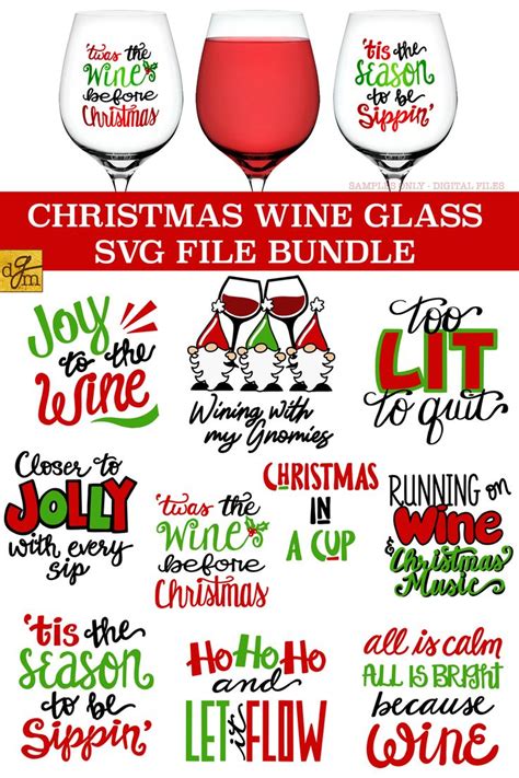 Christmas Wine Glass Svg File Bundle Funny Christmas Wine Etsy Christmas Wine Christmas