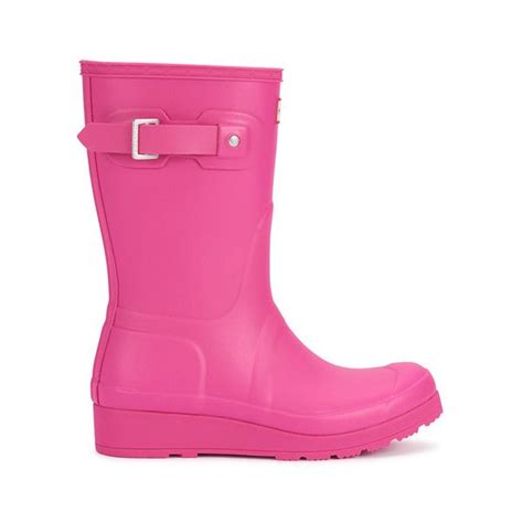 Hunter Womens Original Short Wedged Sole Wellies Pink Rain Boots