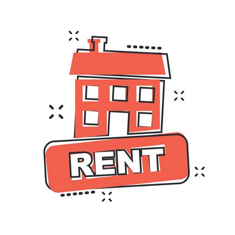 Vector Cartoon Rent House Icon In Comic Style Rent Sign Illustration