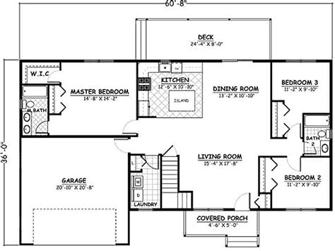 Ranch House Plan 3 Bedrooms 2 Bath 1480 Sq Ft Plan 64 141