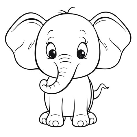 Dibujo De Lindo Bebé Elefante Para Colorear Página Esquema Boceto