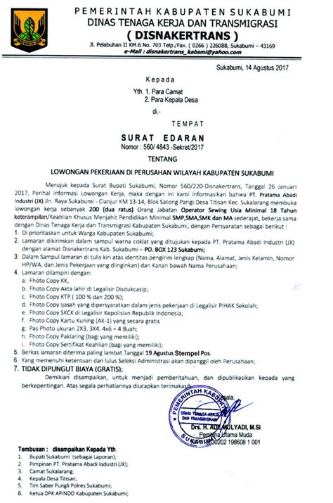 Lowongan kerja dinas perhubungan jawa tengah terbaru 2019. Kop Surat Dinas Pendidikan Kabupaten Sukabumi - Contoh Kop ...