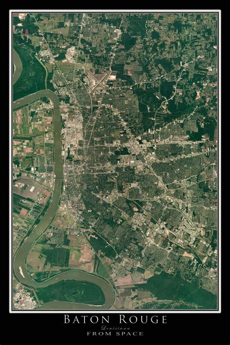 The Baton Rouge Louisiana Satellite Poster Map Baton Rouge Aerial