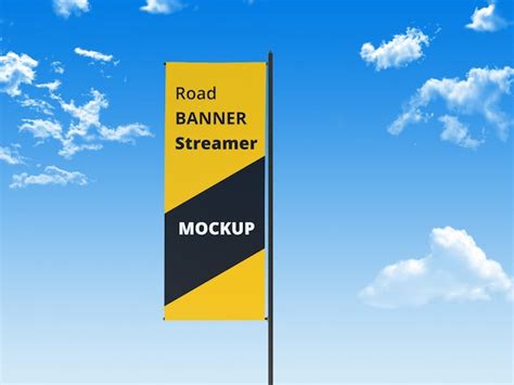 Premium Psd Road Banner Streamer Mock Up