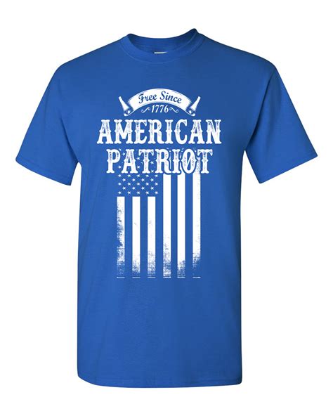 Free Since 1776 American Patriot Usa Flag White Patriotic Dt Adult T