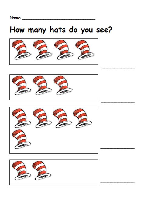 Counting Dr Seuss Worksheets Preschool