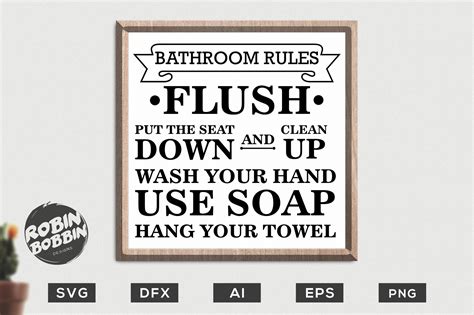 Bathroom Rules Svg Sign Bathroom Sign Svg Bathroom Poster