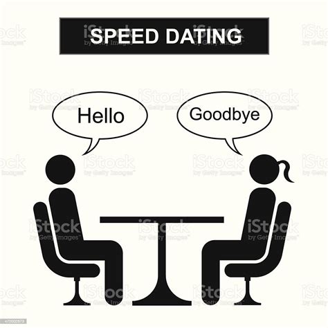 Hello Goodbye Speed Dating Silhouette Cartoon Stock Illustration