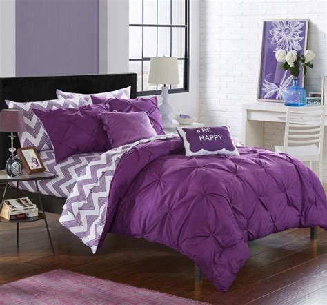Purple Twin Comforter Set Parkshin Purple Gray Solid Color Bedding