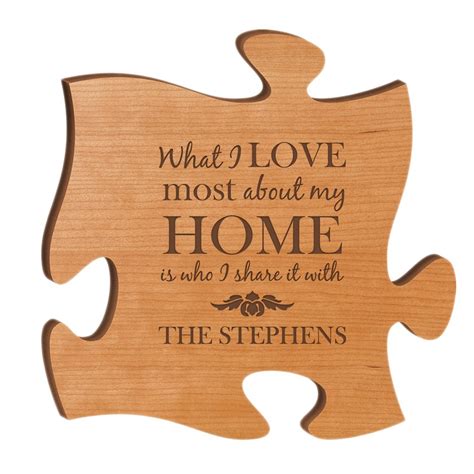 Personalized Cherry Wood 12 Inch Puzzle Piece Wall Art