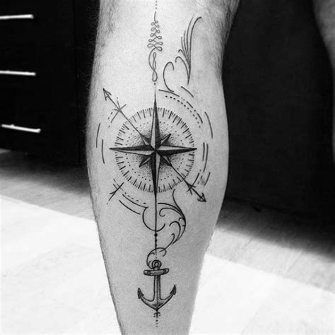 Geometric Anchor With Compass Tattoo Viraltattoo