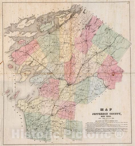 Historic Map 1864 Jefferson County New York Vintage Wall Art