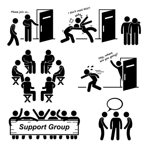Support Group Meeting Stick Figure Pictogram Icons 349144 Vector Art