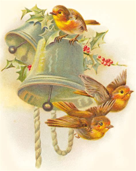 Find over 100+ of the best free vintage images. Free Vintage Birds on Bell Christmas Clipart | ClipArtPlace