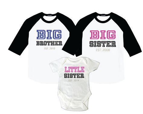 Big Sister Big Brother Little Sister Collegiate Style Raglan Shirts