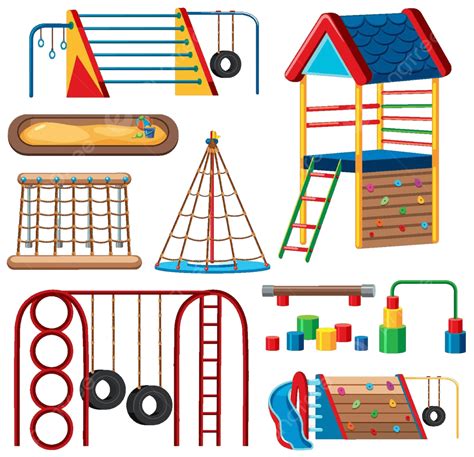Set Of Kids Playground In The Park Little Schooling Playground Vector