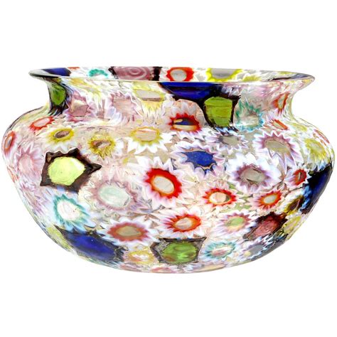 Fratelli Toso Murano Millefiori Flower Star Mosaic Italian Art Glass Bowl At 1stdibs