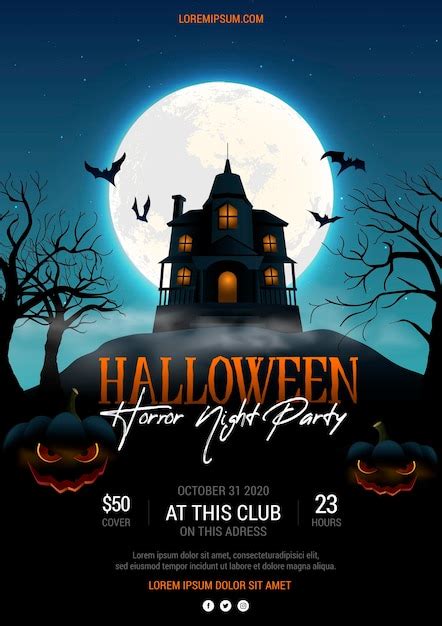 Free Vector Realistic Halloween Party Poster