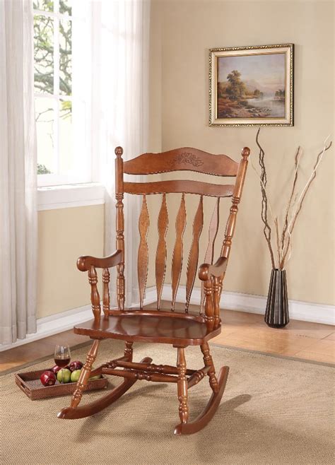 Wooden Rocking Chair Dark Walnut Brown